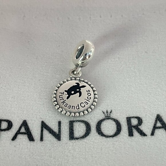 PANDORA RARE Exclusive Turks & Caicos Travel Sterling Silver Dangle Charm - Picture 1 of 3